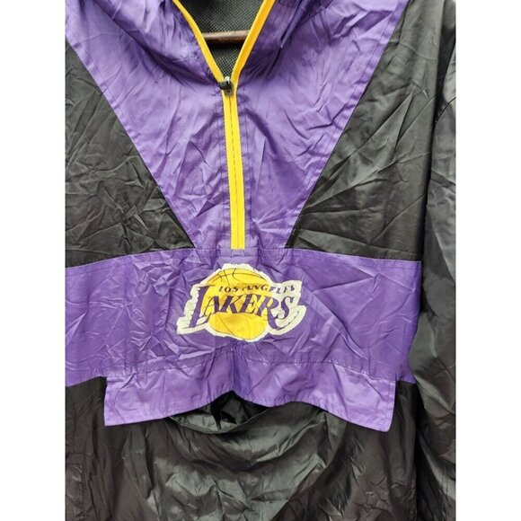 Vintage Los Angeles Lakers NBA Windbreaker Jacket Medium Black & Purple - Picture 2 of 5
